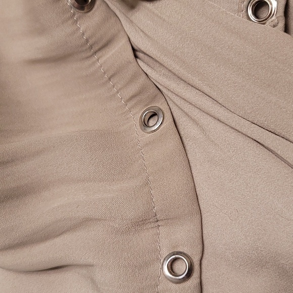 Anthropologie Current Air Aurelie Pleated Gold Metal Rivit  Mini Dress - Size XS - Picture 10 of 13